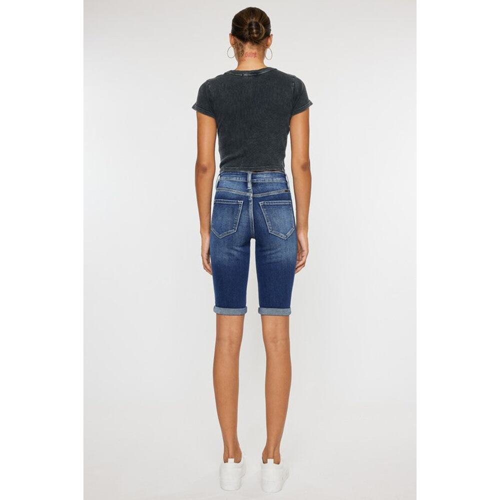 Kan Can High Rise Cuff Bermuda Jeans - KC6312M - Size 1/24 - Picture 6 of 10